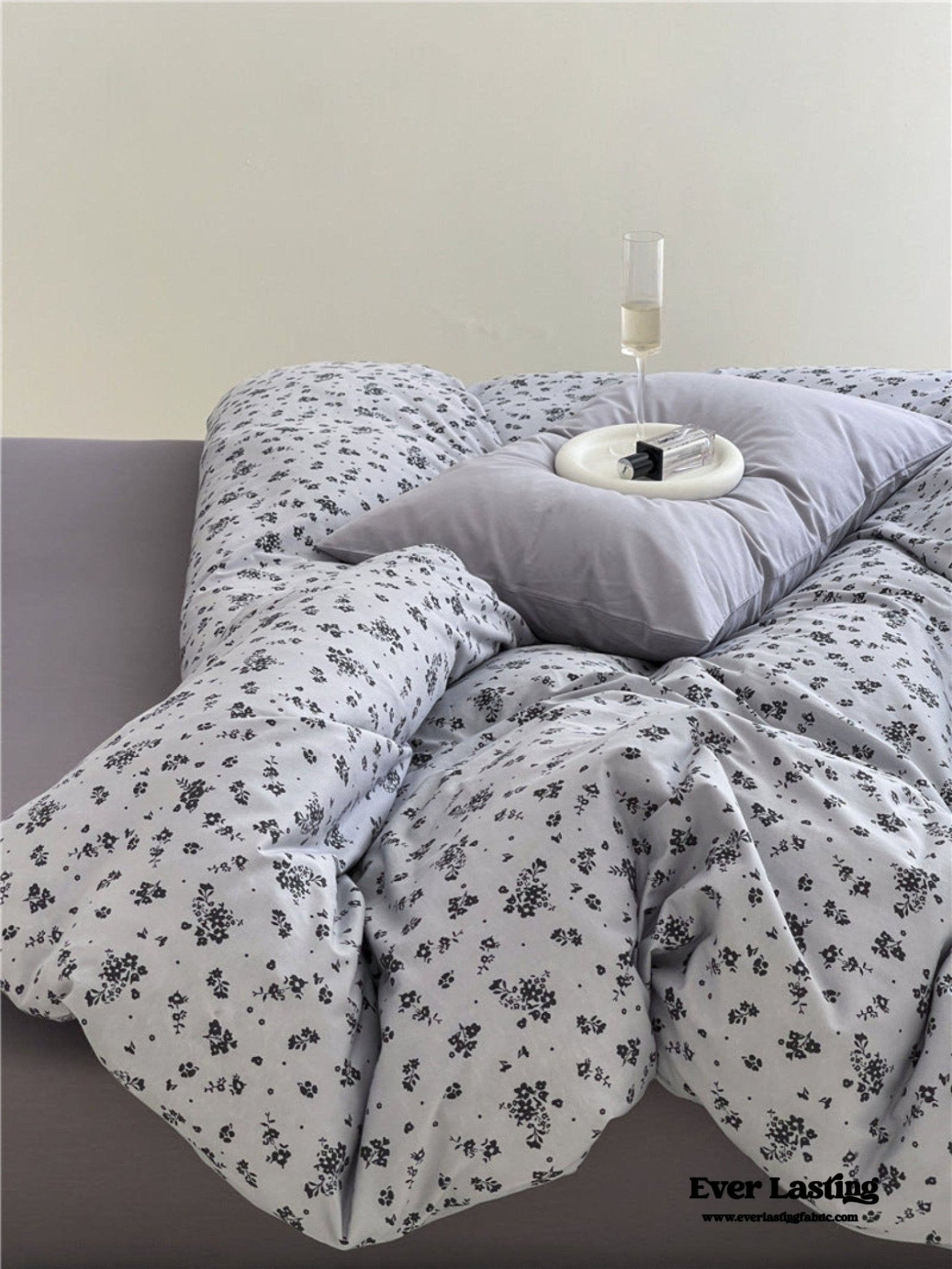 Jersey Knit Cotton Floral Bedding Set / Blueberry - Ever Lasting