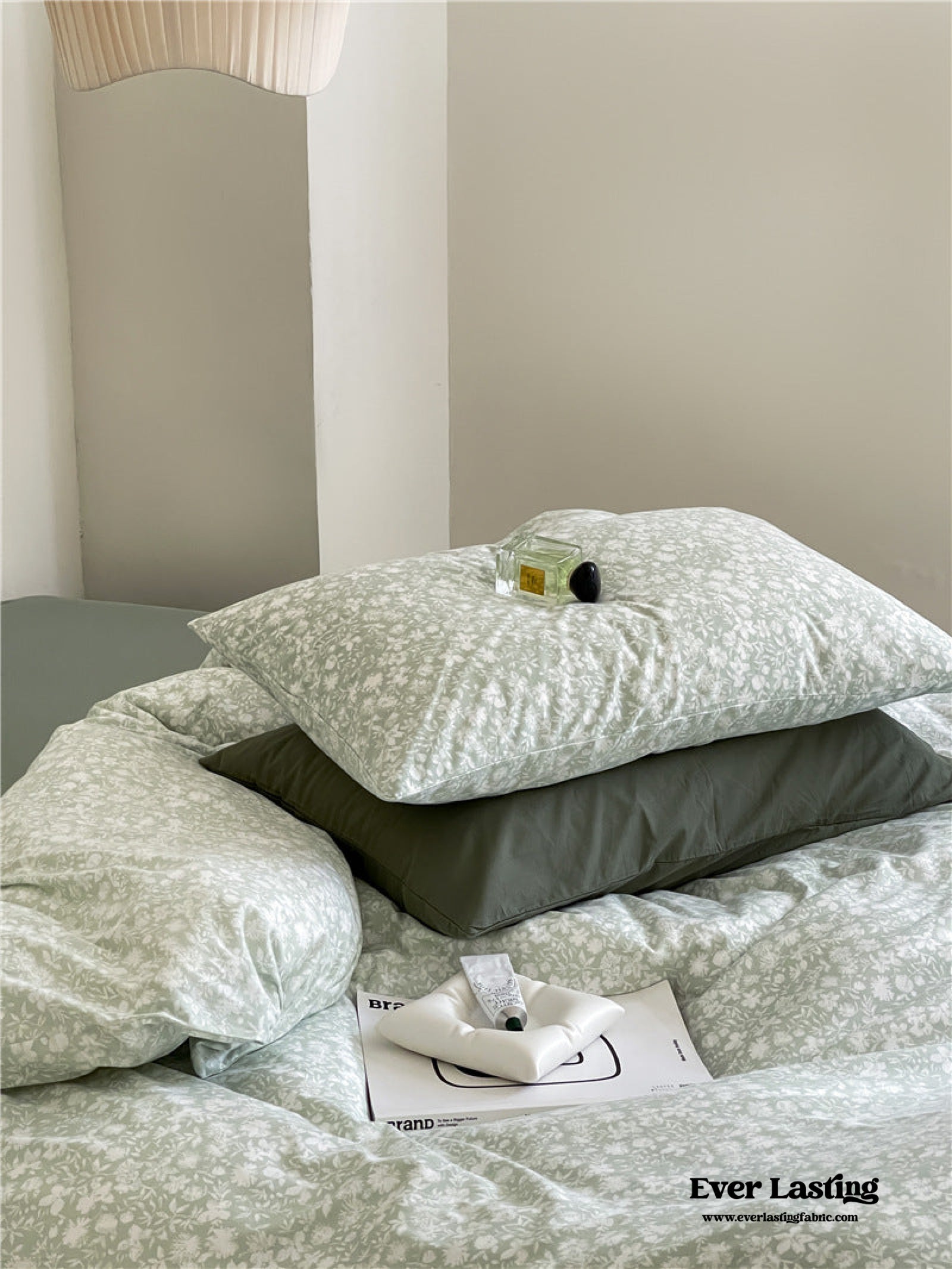 F/Q linen duvet top Set - moss green