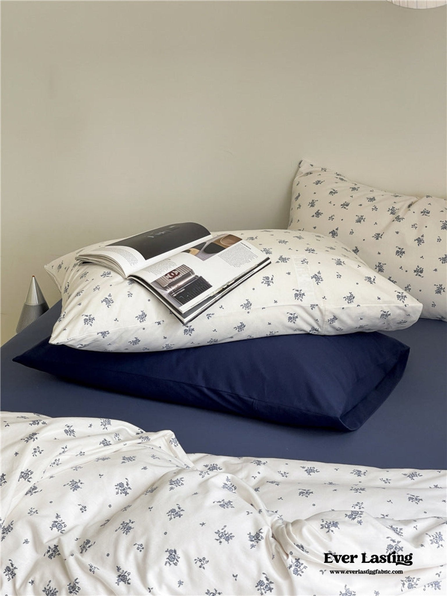 Jersey Knit Cotton Floral Bedding Set / Blueberry - Ever Lasting