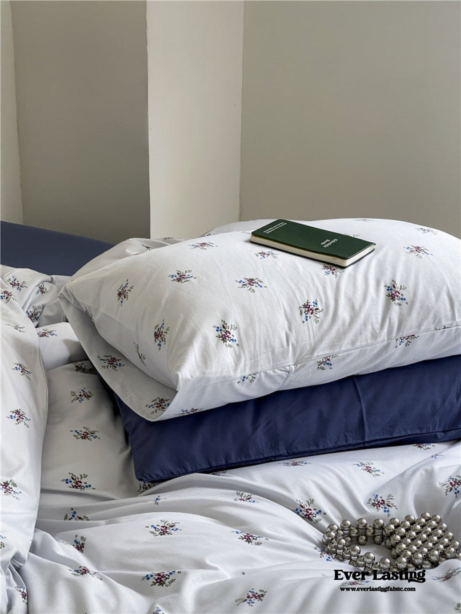 Jersey Knit Cotton Floral Bedding Set / Blueberry - Ever Lasting