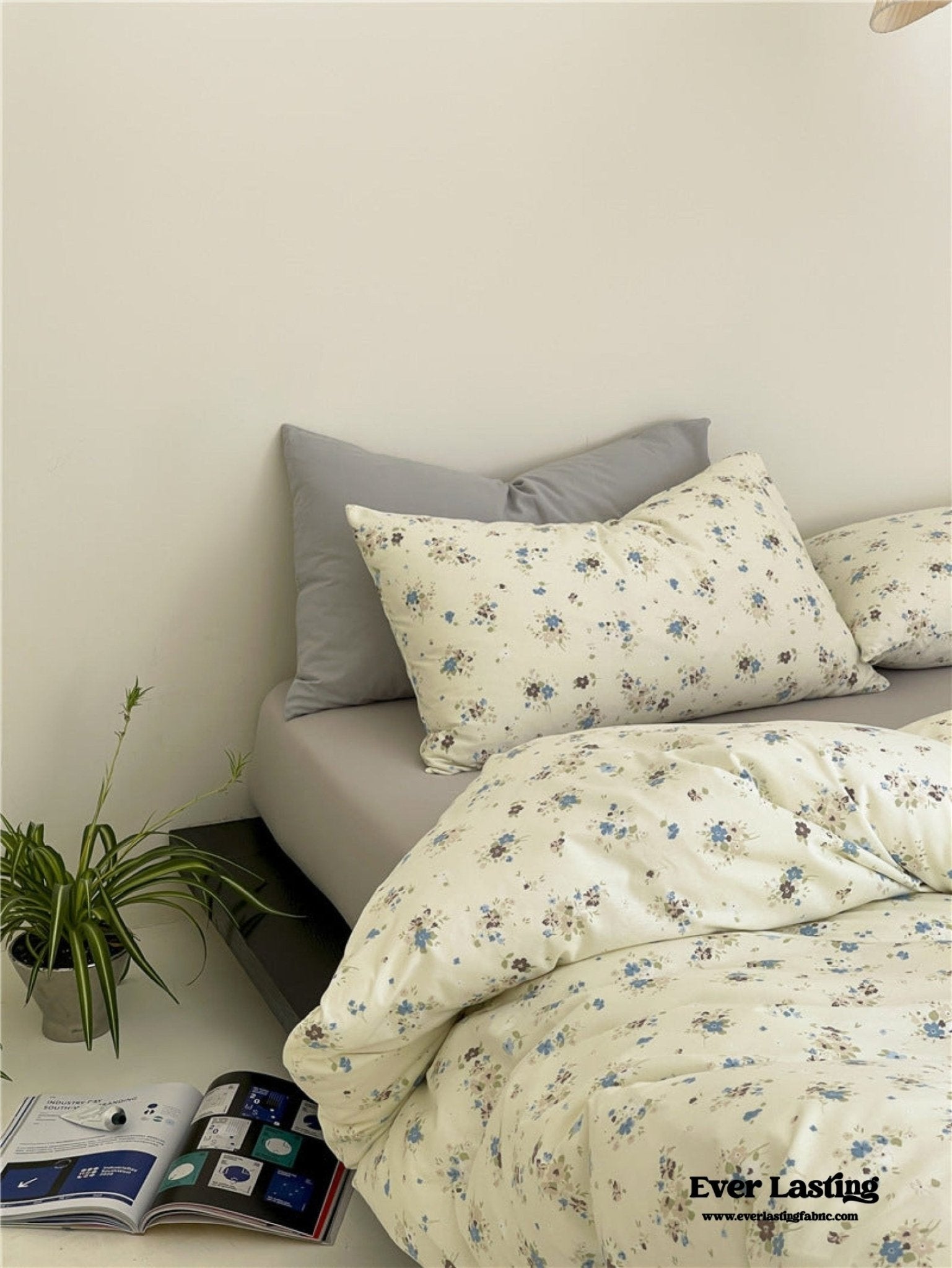 Jersey Knit Cotton Floral Bedding Set / Blueberry - Ever Lasting