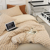 Jersey Knit Pattern Dotted Bedding Set Beige / Small Fitted