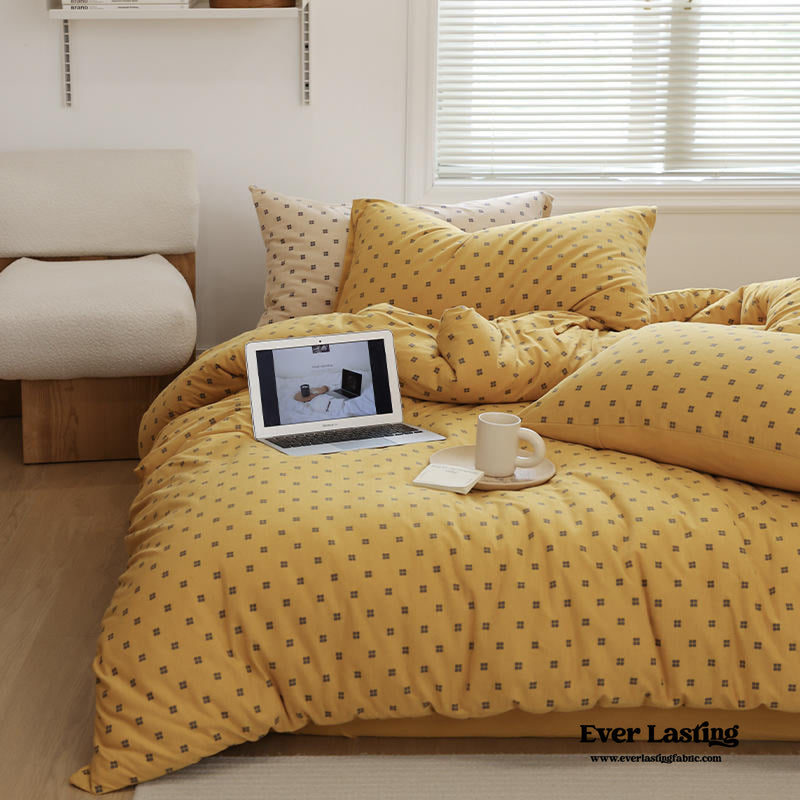 Jersey Knit Dotted Bedding Set / Pumpkin Orange Brown