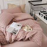 Jersey Knit Pattern Dotted Bedding Set Pink / Small Fitted