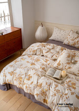 Jersey Knit Floral Bedding Set / Cherry White