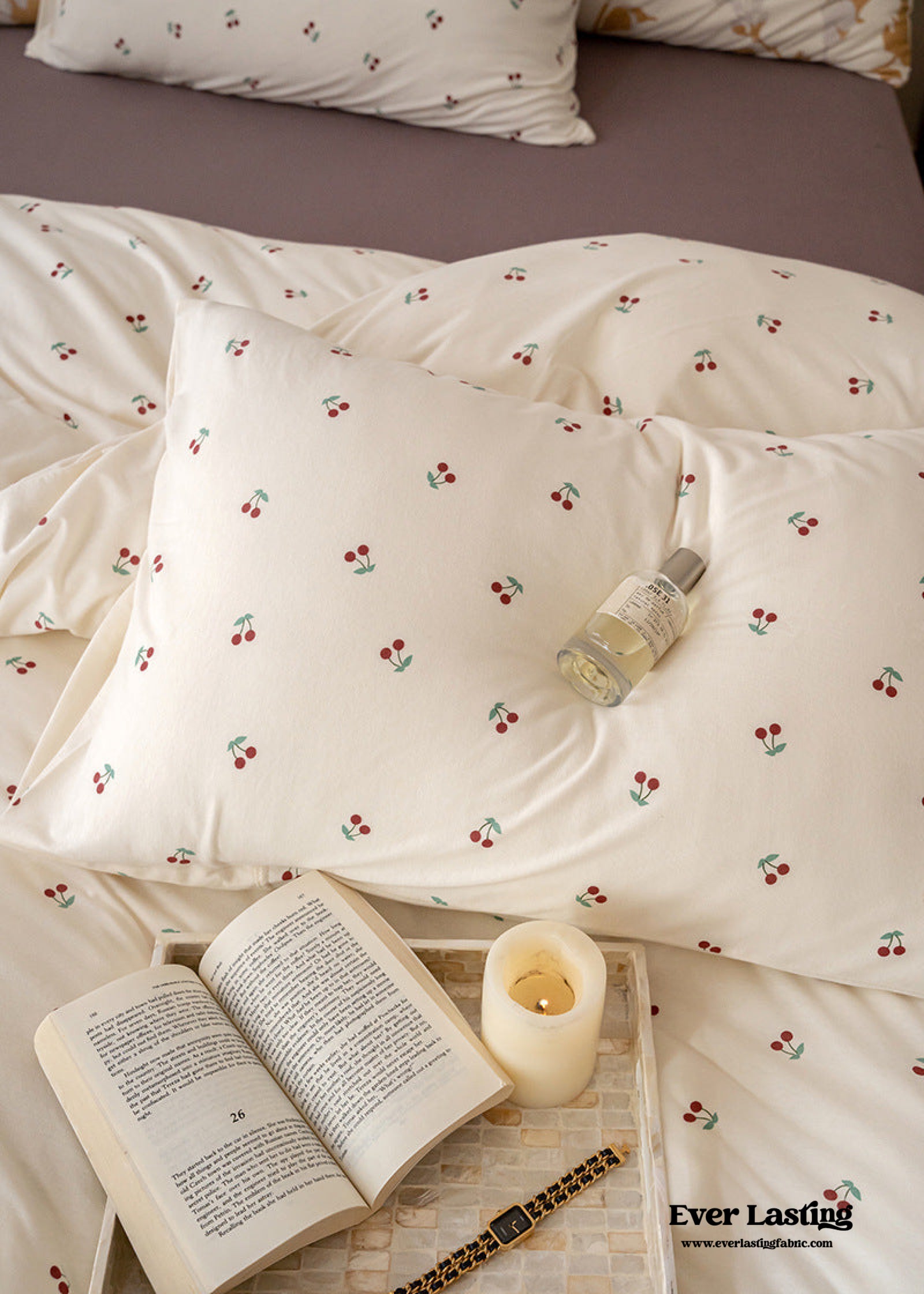 Jersey Knit Floral Bedding Set / Cherry White | Best Stylish Bedding | Ever  Lasting