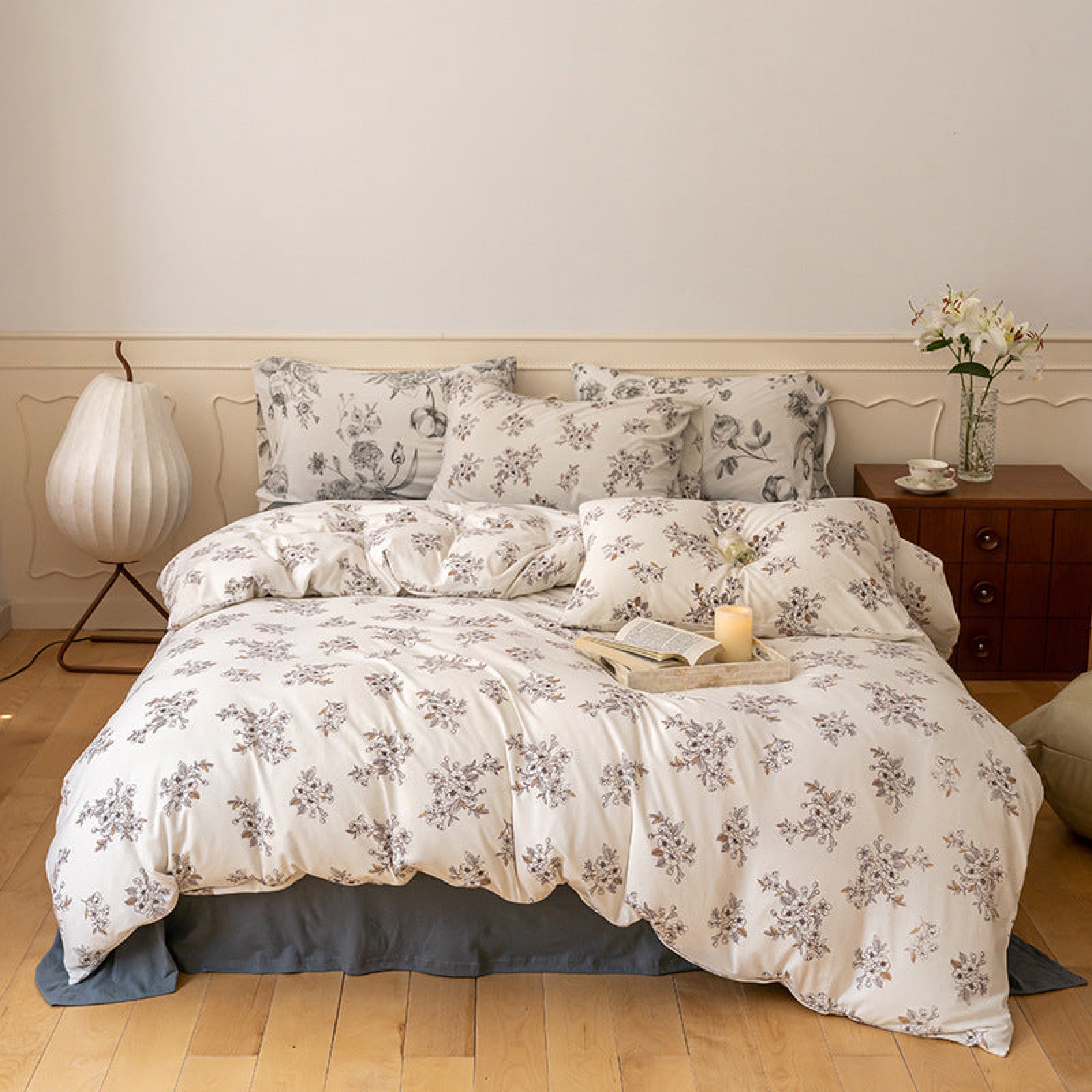 Jersey Knit Floral Bedding Set / Cherry White | Best Stylish Bedding | Ever  Lasting