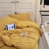 Jersey Knit Pattern Dotted Bedding Bundle Yellow / Small Fitted