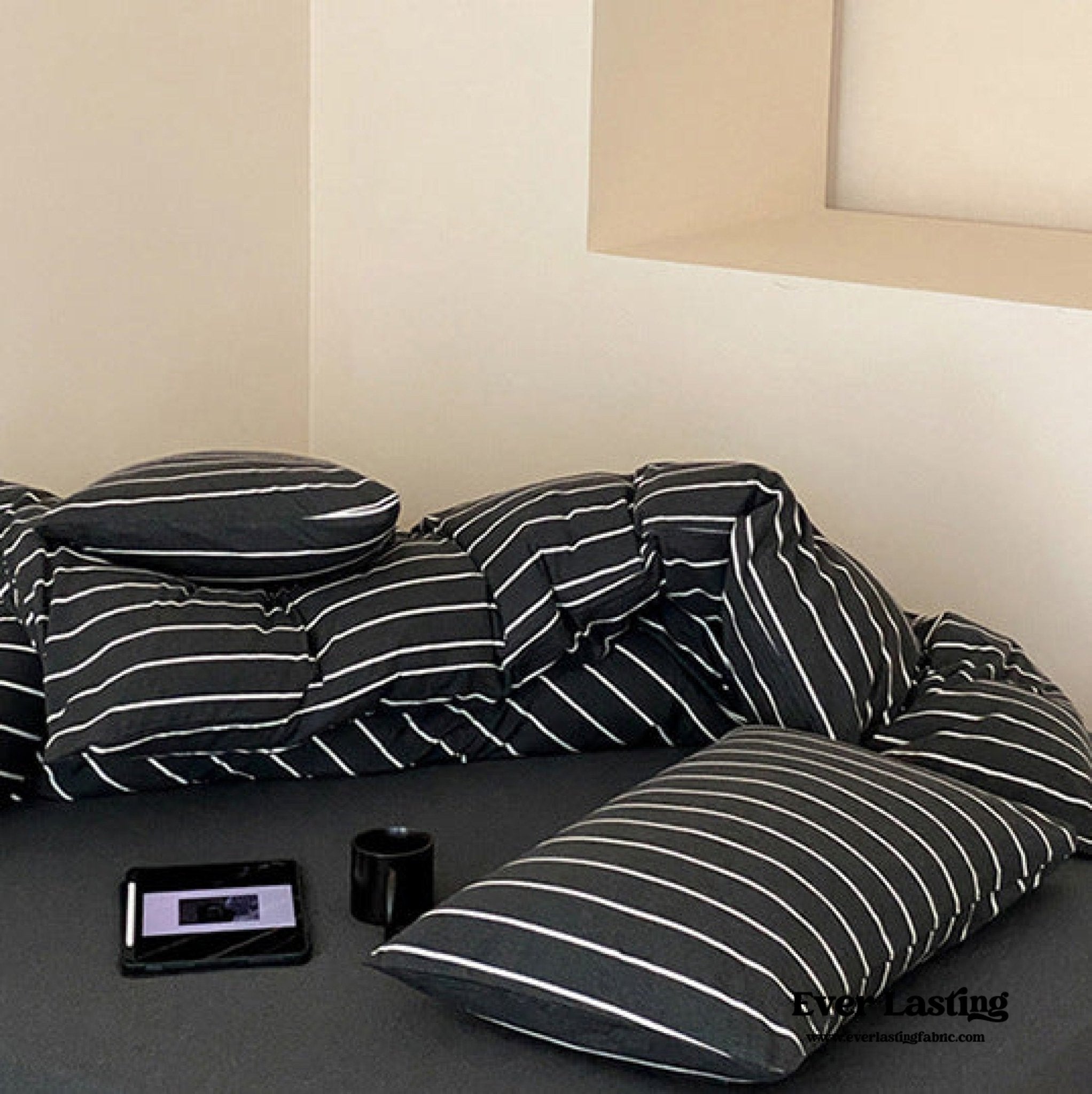 Jersey Knit Stripe Bedding Set / White Pink - Ever Lasting