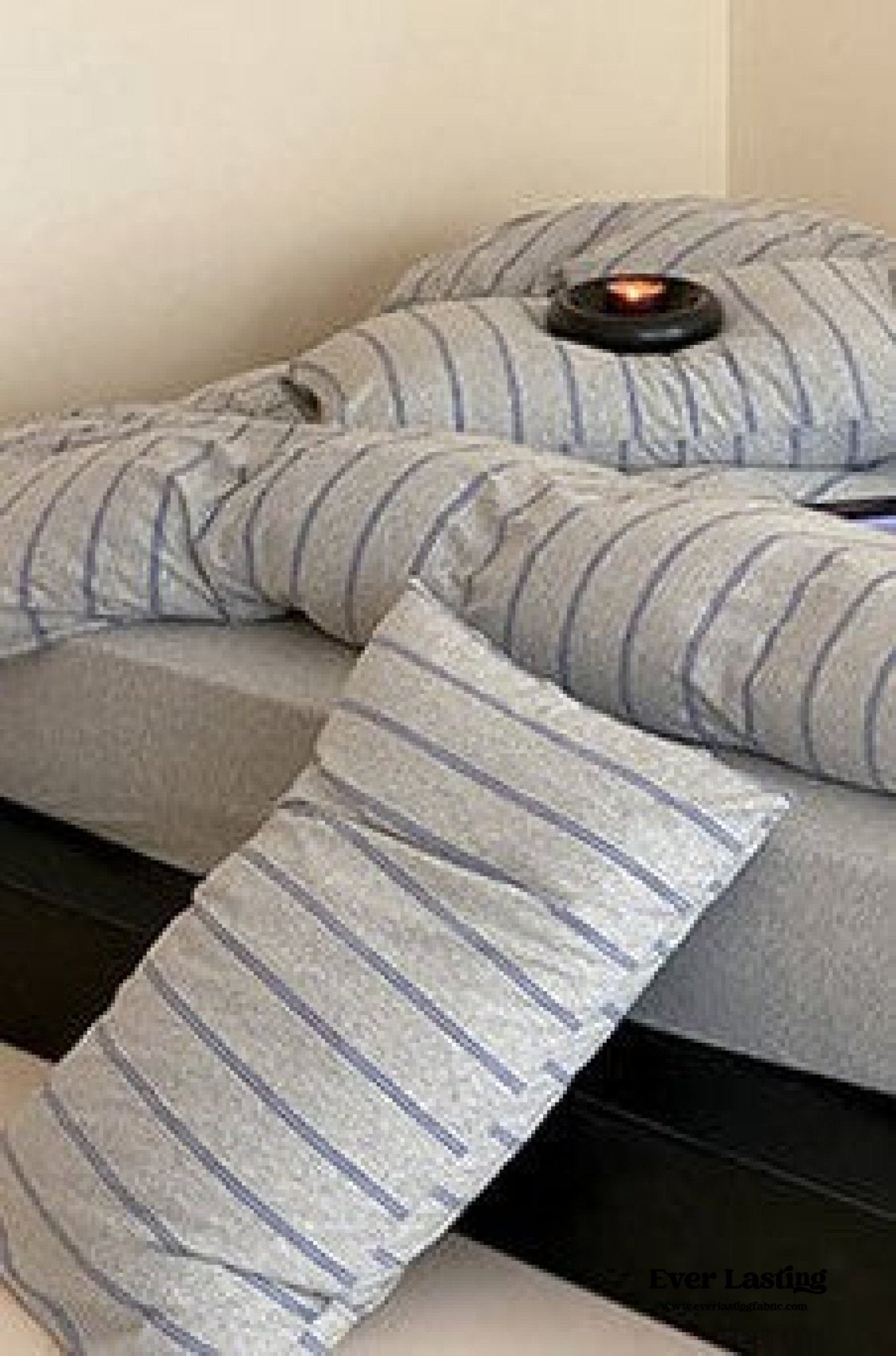 Jersey Knit Stripe Bedding Set / White Pink - Ever Lasting