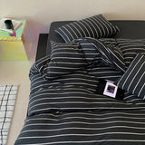 Jersey Knit Stripe Pillowcases Black