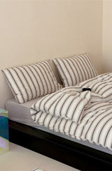Jersey Knit Stripe Pillowcases White Brown