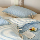 Josie Bow Tied Stripe Pillowcases / Purple