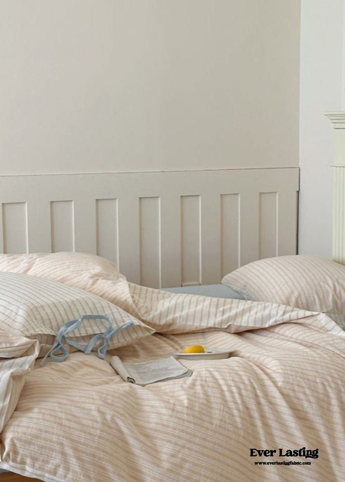 Josie Bow Tied Striped Bedding Set / Blue - Ever Lasting