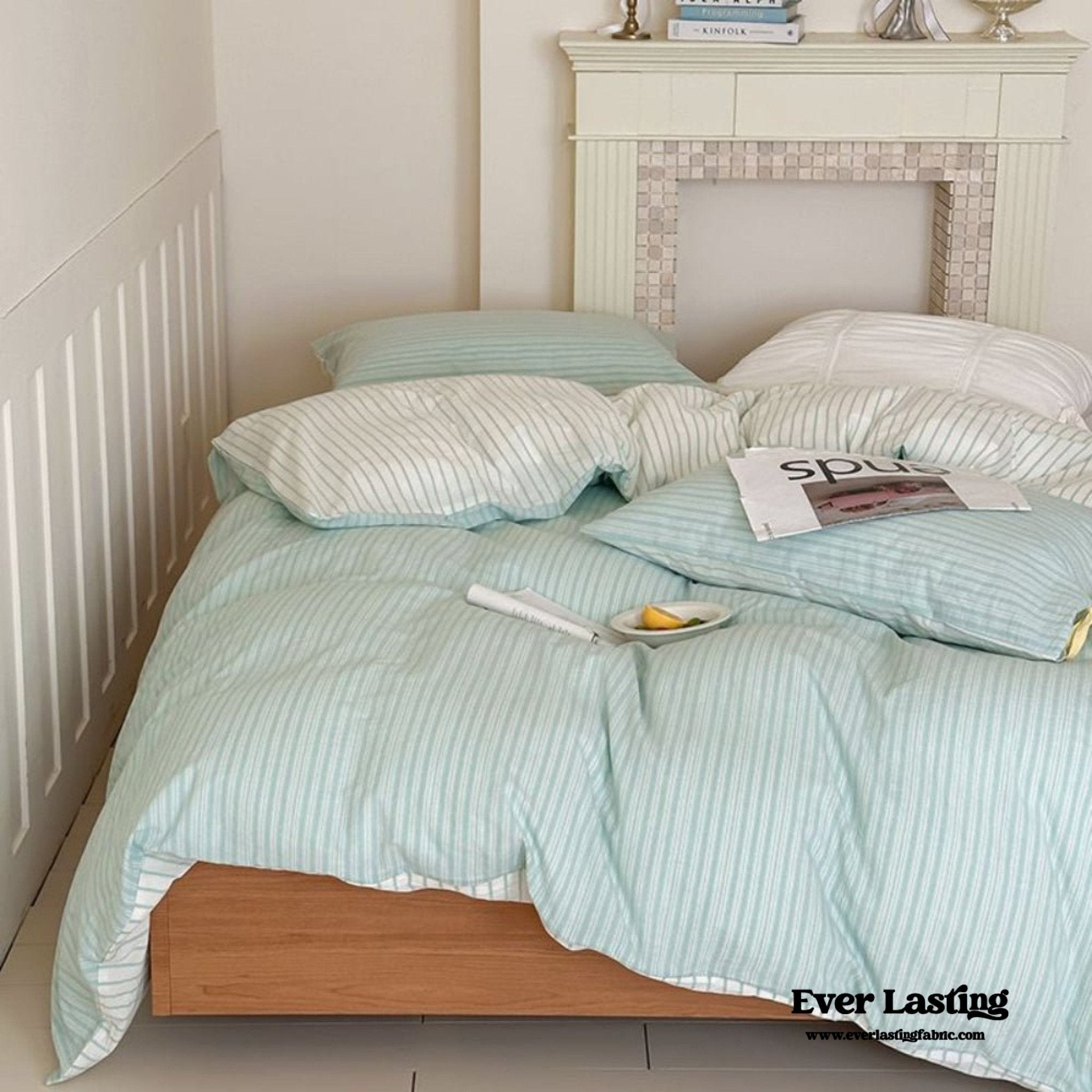 Josie Bow Tied Striped Bedding Set / Cream - Ever Lasting