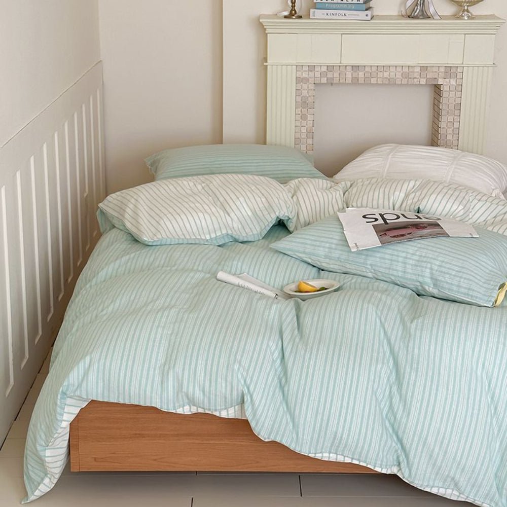 Josie Bow Tied Striped Bedding Set / Cream - Ever Lasting