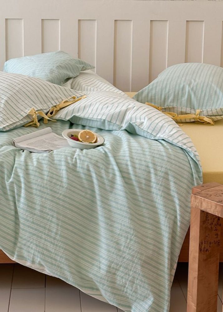 Josie Bow Tied Striped Bedding Set / Cream - Ever Lasting