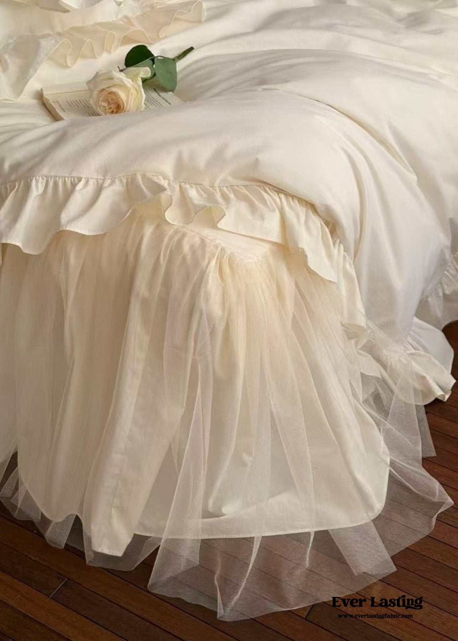 Lacey Lace Ruffle Washed Cotton Bedding Bundle - Ever Lasting