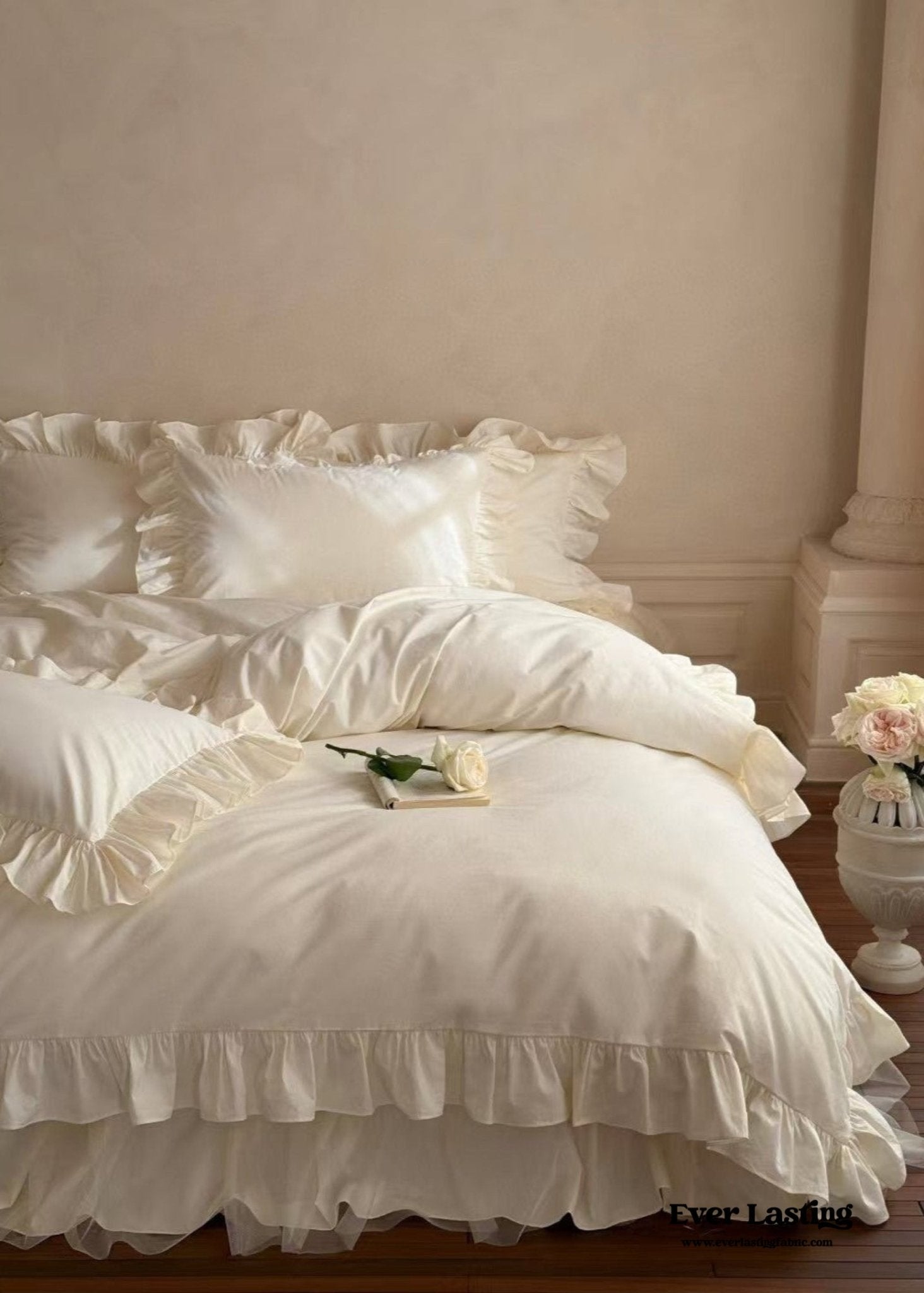 Lacey Lace Ruffle Washed Cotton Bedding Bundle - Ever Lasting