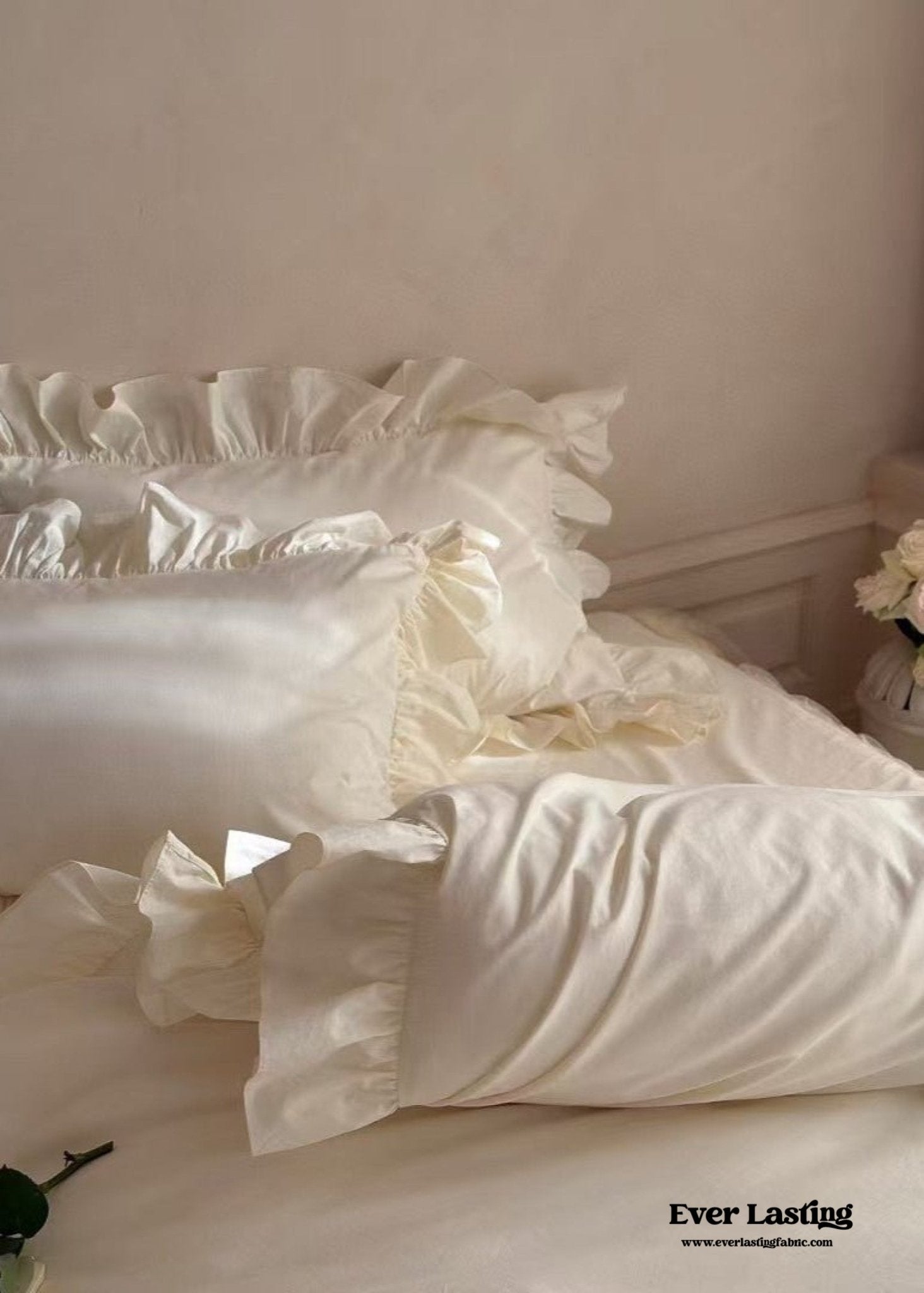 Lacey Lace Ruffle Washed Cotton Bedding Bundle - Ever Lasting