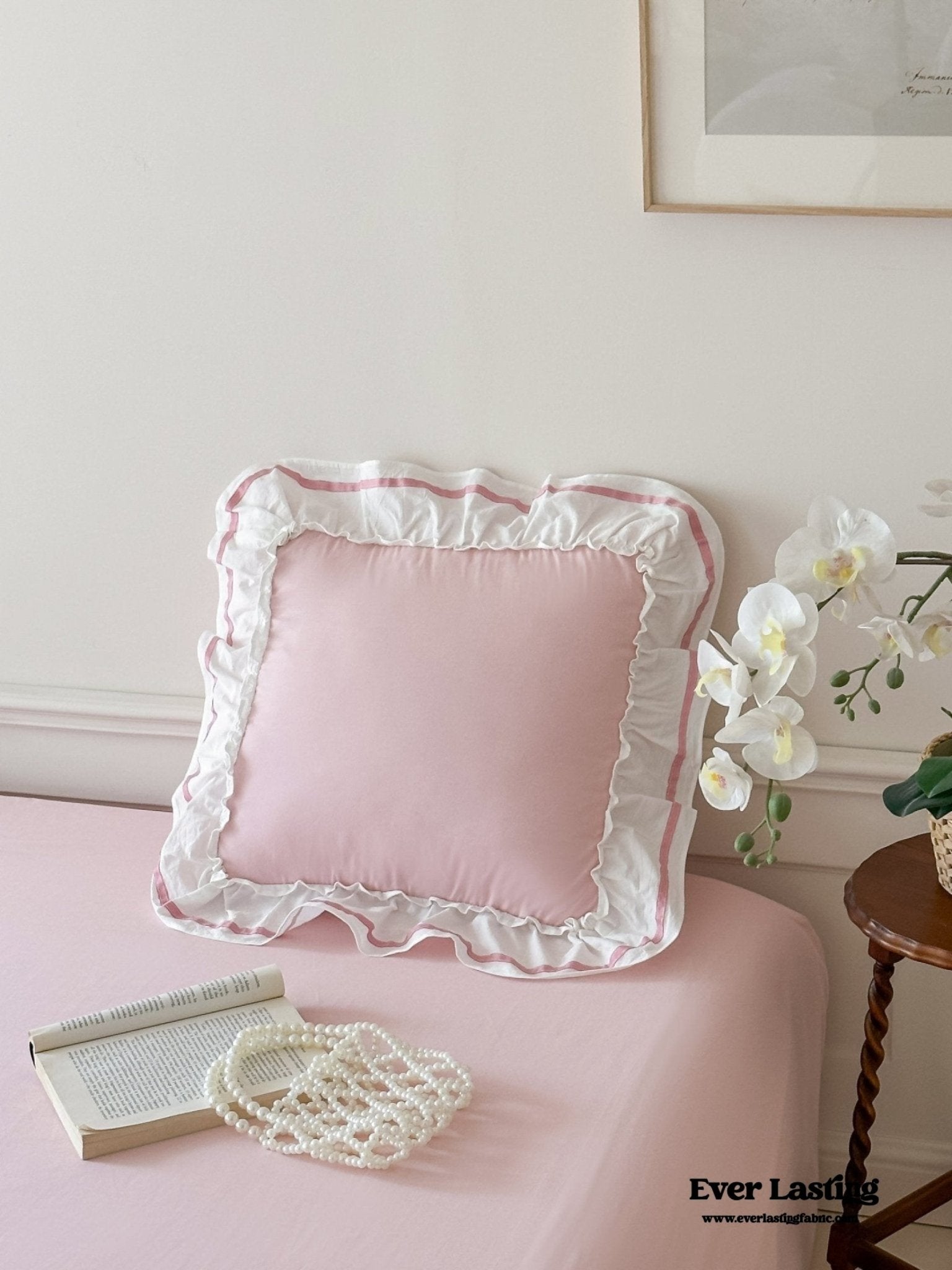 Large Pink Ruffle Square Pillowcase - Ever Lasting