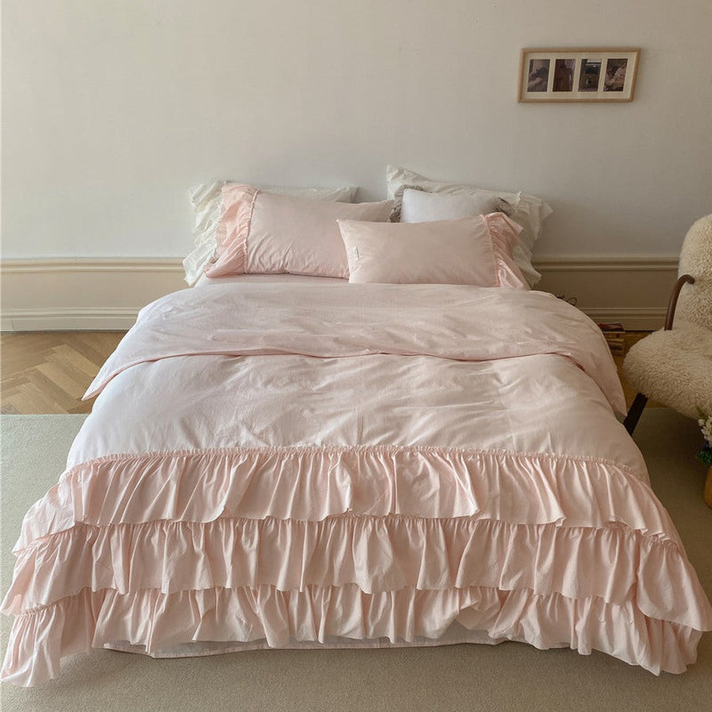 Layered Ruffle Bedding Set / Pink Small/Medium Flat