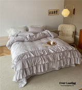 Layered Ruffle Bedding Set / White