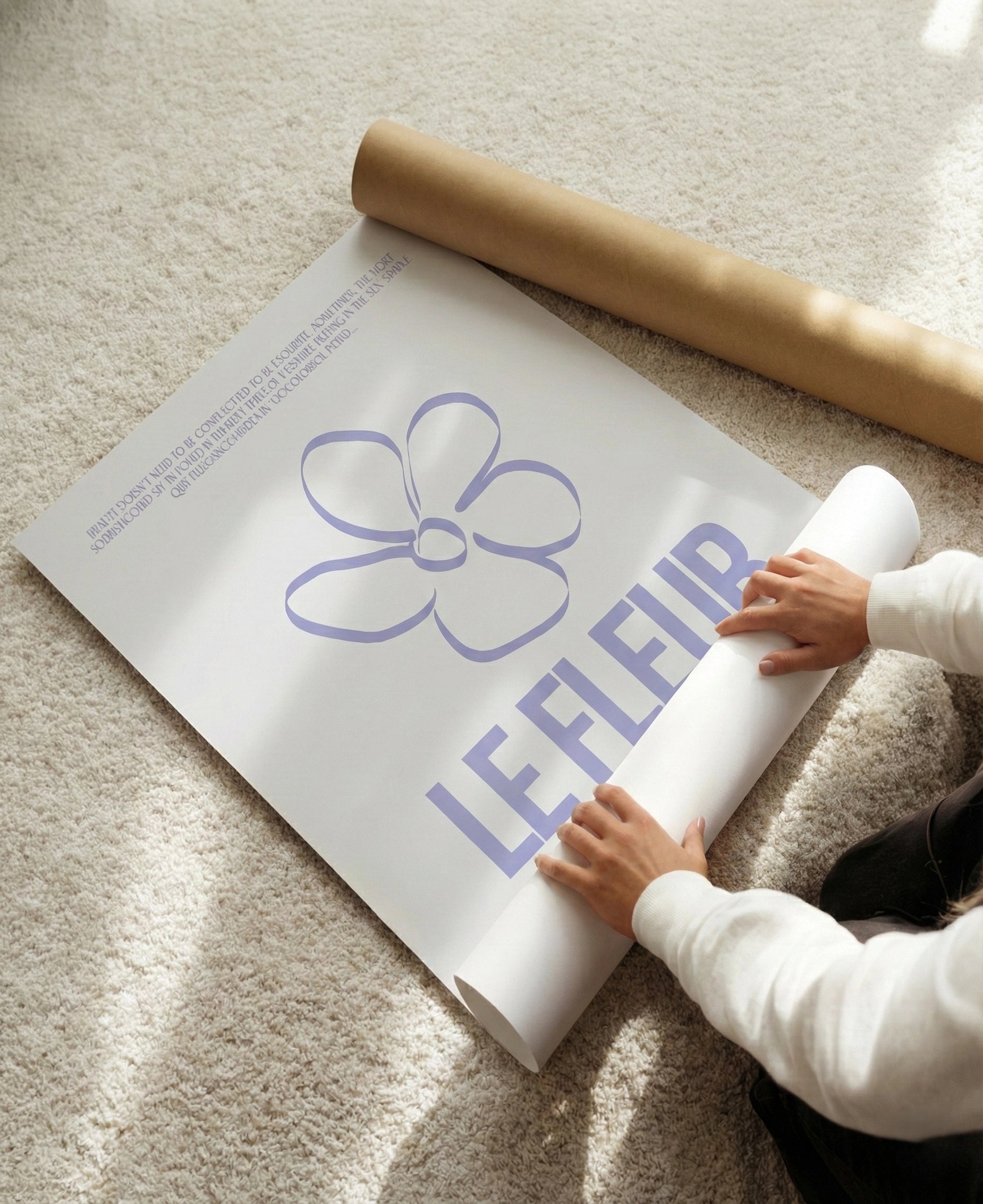  - Ever Lasting - Le Fleur - Minimal Floral Line Art Wall Poster in Soft Lavender Tones - Ever Lasting