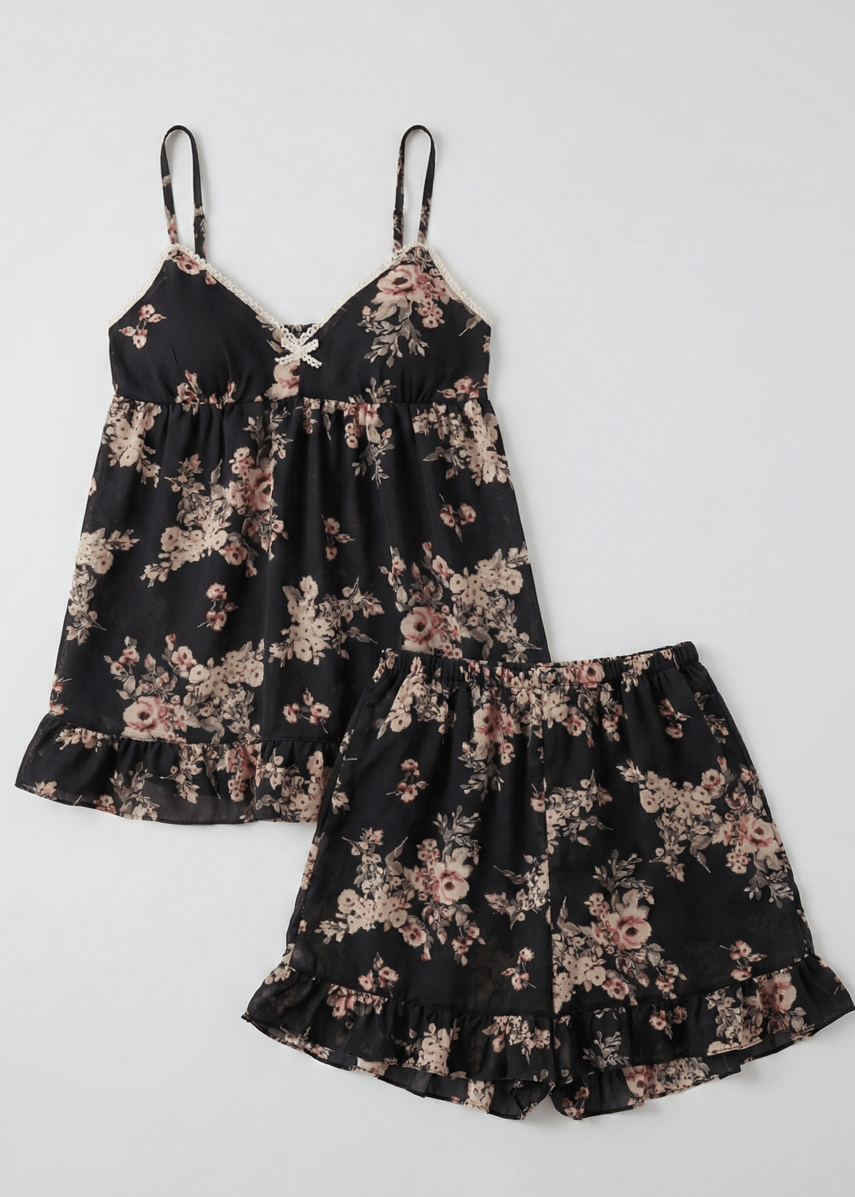  - Ever Lasting - Lelia Camisole Floral Pajama Set / Black - Pajamas - Ever Lasting