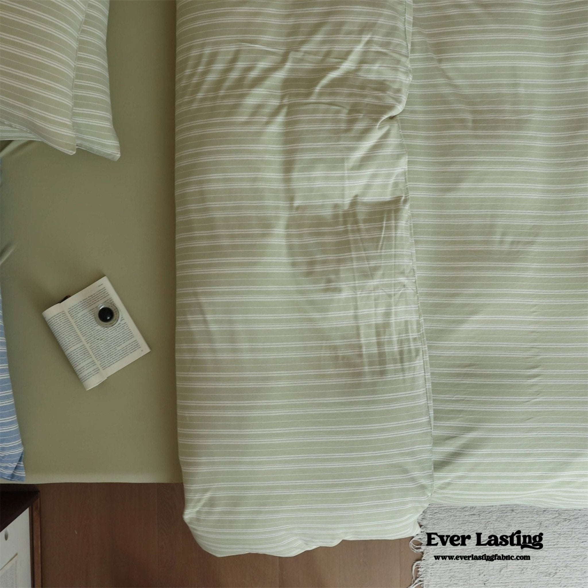 Leo Striped Jersey Knit Cotton Bedding Set / Blue - Ever Lasting