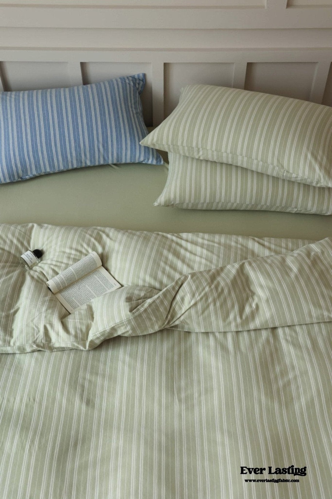 Leo Striped Jersey Knit Cotton Bedding Set / Blue - Ever Lasting