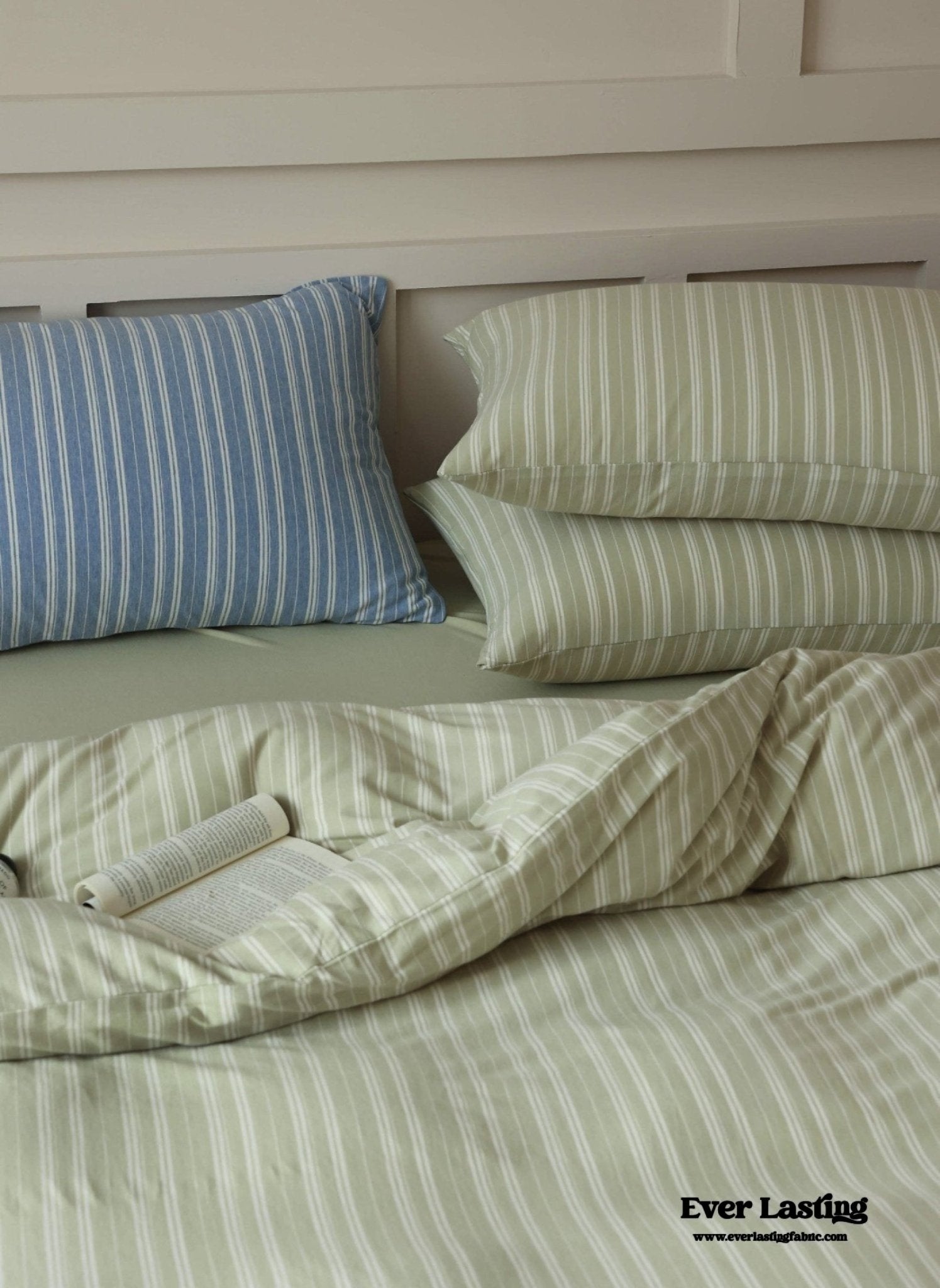 Leo Striped Jersey Knit Cotton Bedding Set / Blue - Ever Lasting
