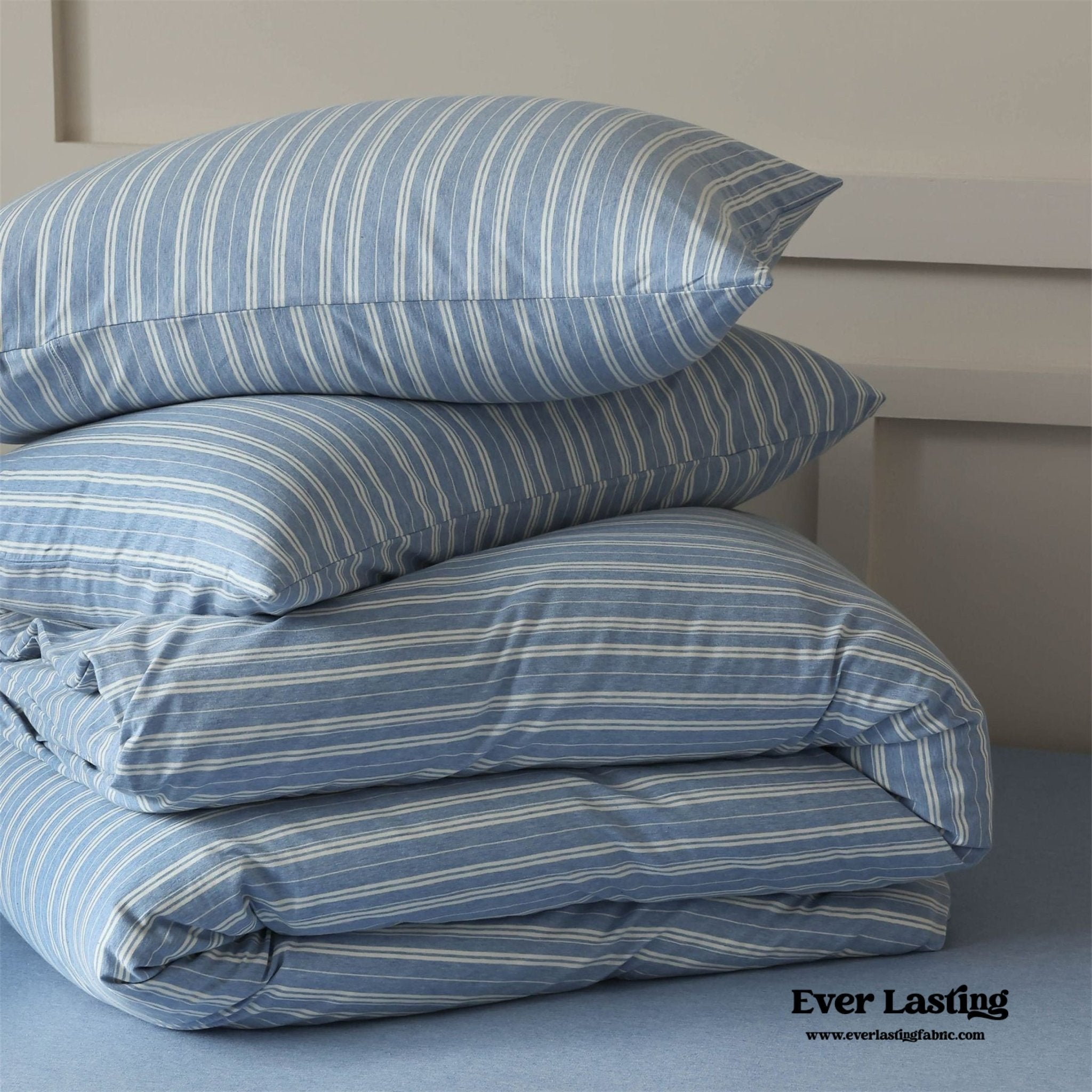 Leo Striped Jersey Knit Cotton Bedding Set / Green - Ever Lasting
