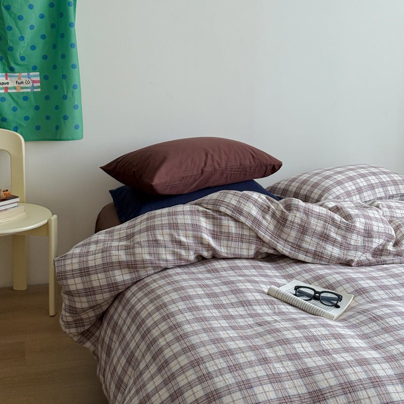  - Ever Lasting - Levi Gingham Bedding Set / Beige - Bedding Set - Ever Lasting