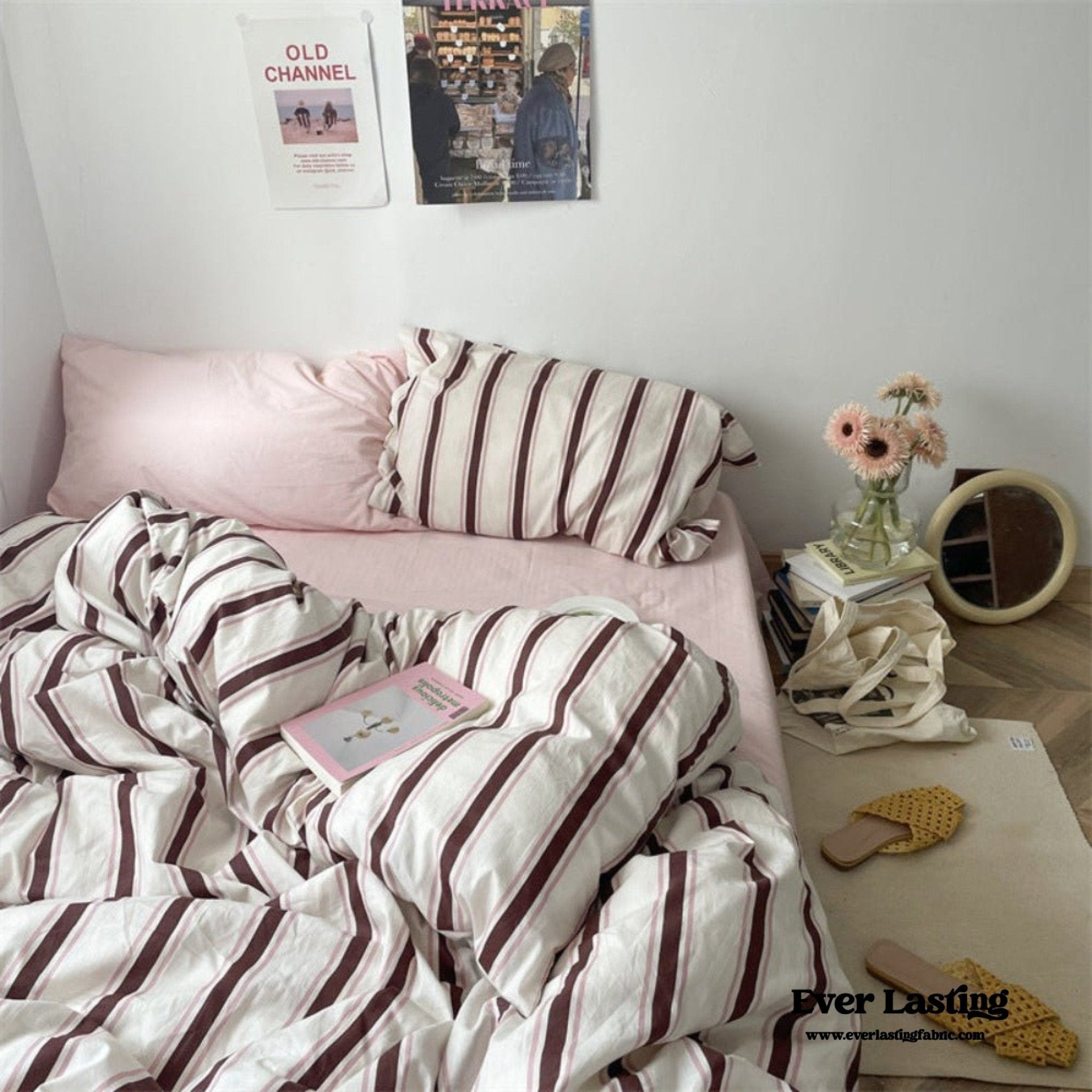 Liam Striped Bedding Set / Brown - Ever Lasting