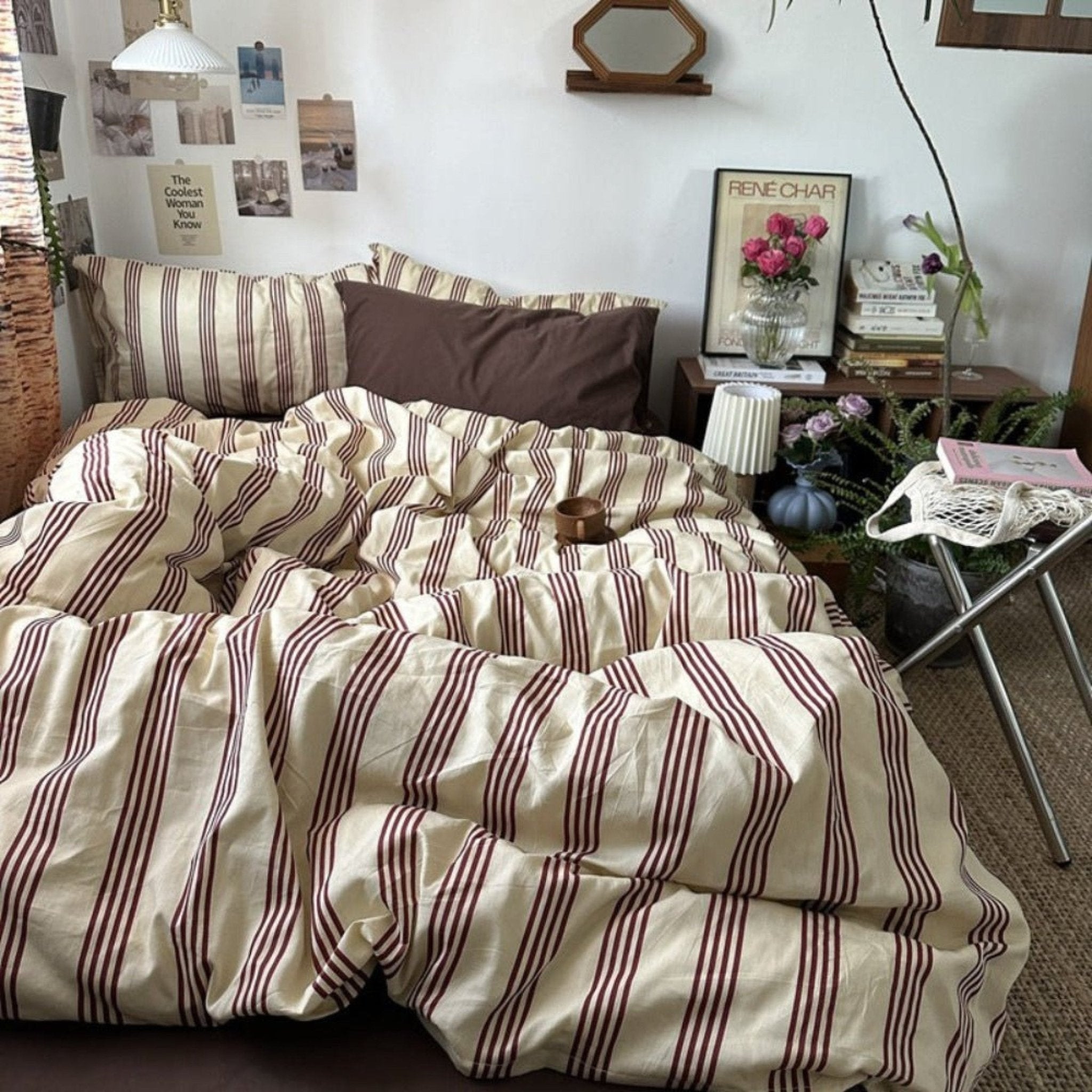 Liam Striped Bedding Set / Brown - Ever Lasting