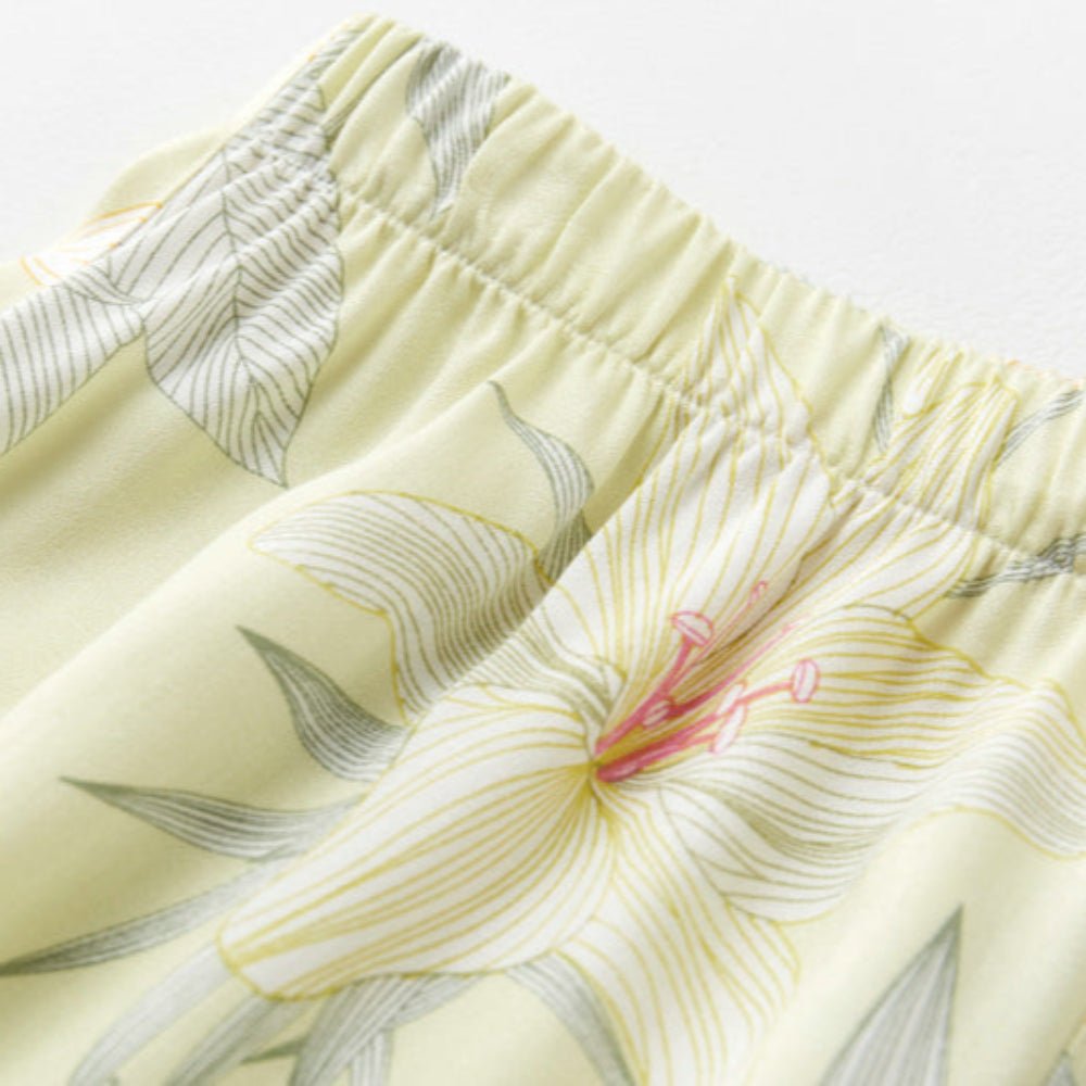 Lillian Lapel Collar & Button Front Floral Pajama Set / Long - Sleeve & Long - Pant - Ever Lasting