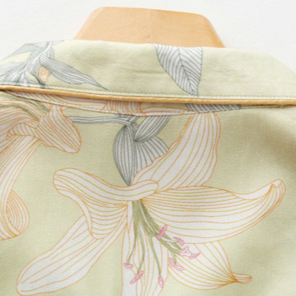 Lillian Lapel Collar & Button Front Floral Pajama Set / Long - Sleeve & Long - Pant - Ever Lasting