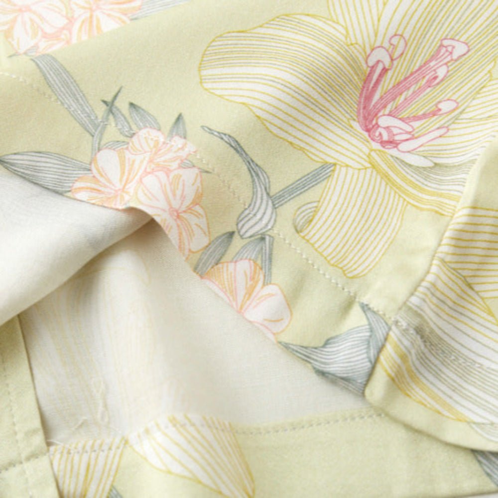 Lillian Lapel Collar & Button Front Floral Pajama Set / Long - Sleeve & Long - Pant - Ever Lasting