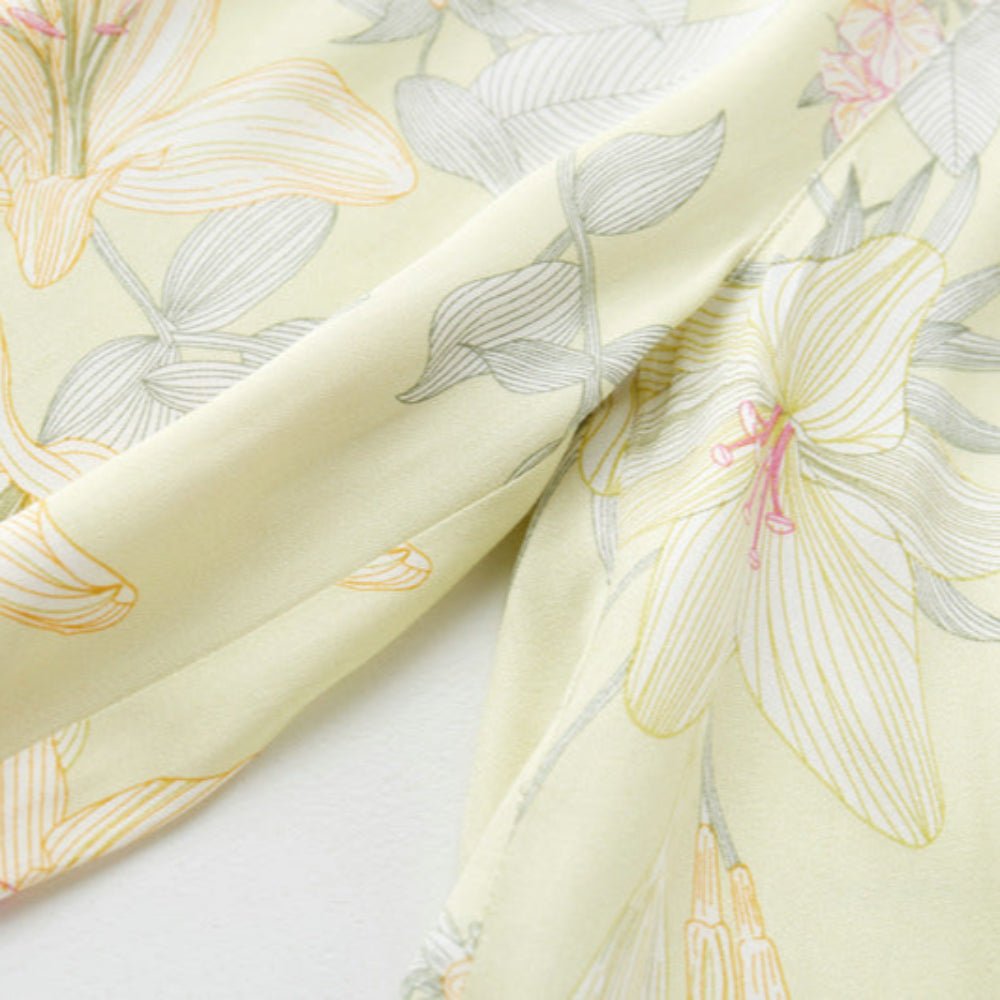 Lillian Lapel Collar & Button Front Floral Pajama Set / Long - Sleeve & Long - Pant - Ever Lasting