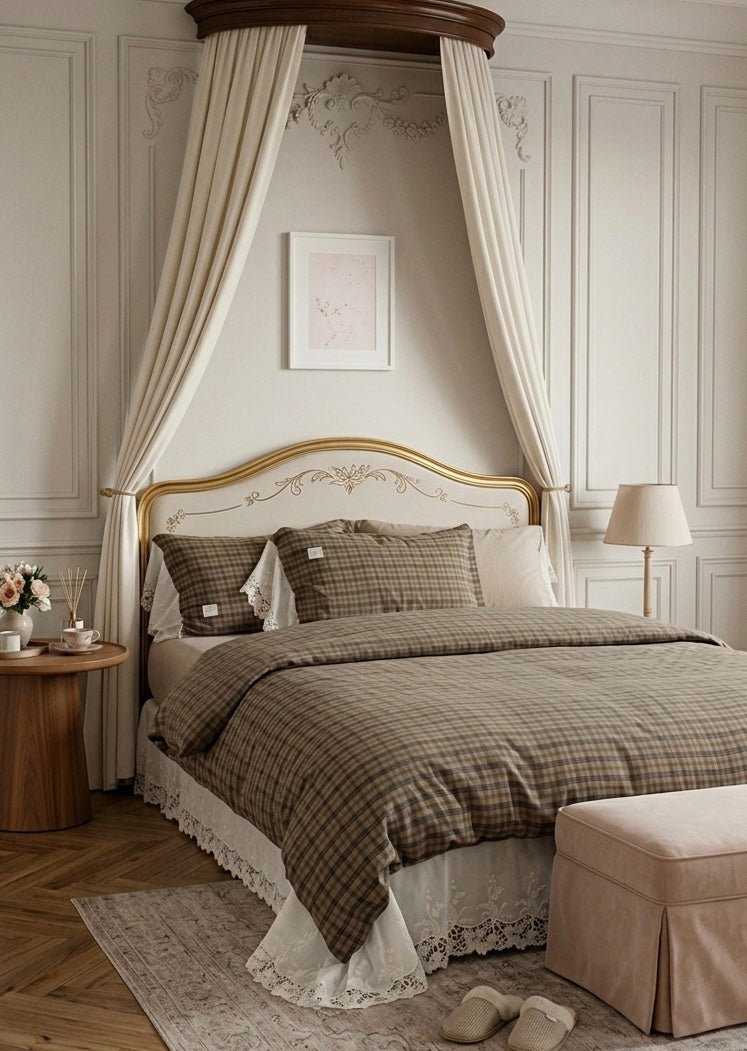  - Ever Lasting - Lilliana Plaid Ruffle Lace Bedding Set / Green - Bedding Set - Ever Lasting
