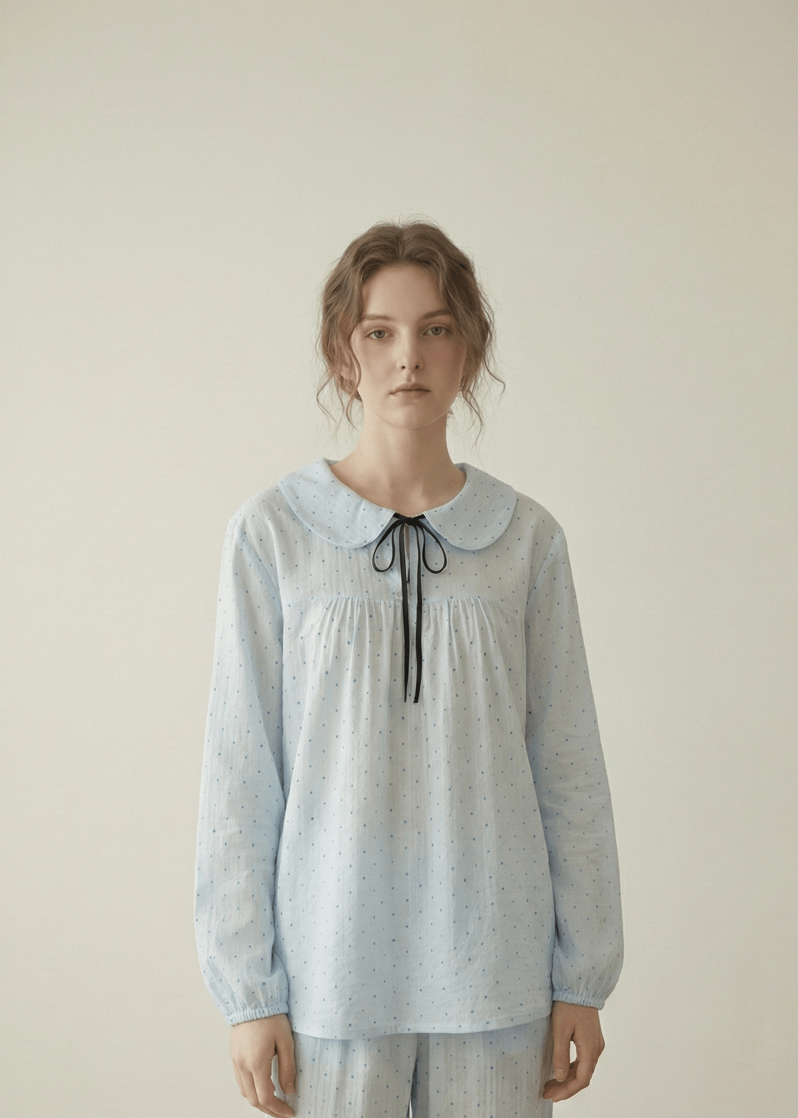  - Ever Lasting - Lina Classic Double Gauze Long Sleeve Lounge Set / Soft Water Blue - Pajamas - Ever Lasting