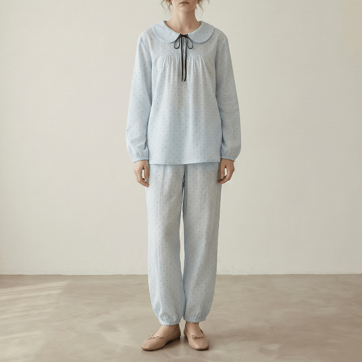  - Ever Lasting - Lina Classic Double Gauze Long Sleeve Lounge Set / Soft Water Blue - Pajamas - Ever Lasting