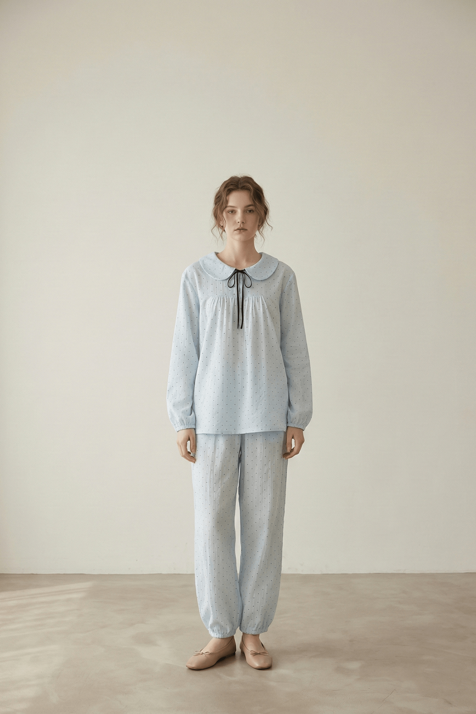  - Ever Lasting - Lina Classic Double Gauze Long Sleeve Lounge Set / Soft Water Blue - Pajamas - Ever Lasting