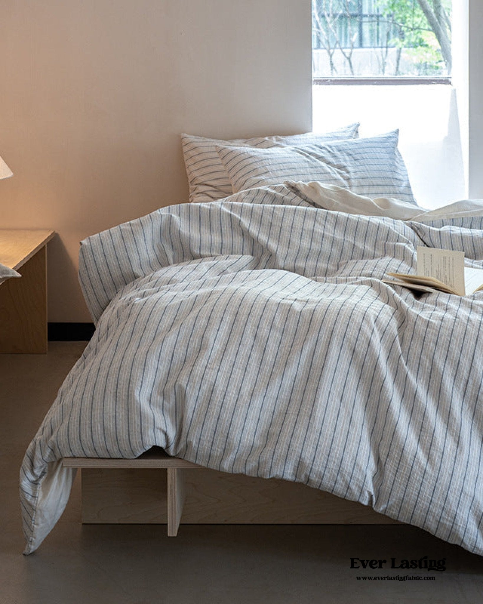 Lina Minimalist White Striped Bedding Bundle - Ever Lasting