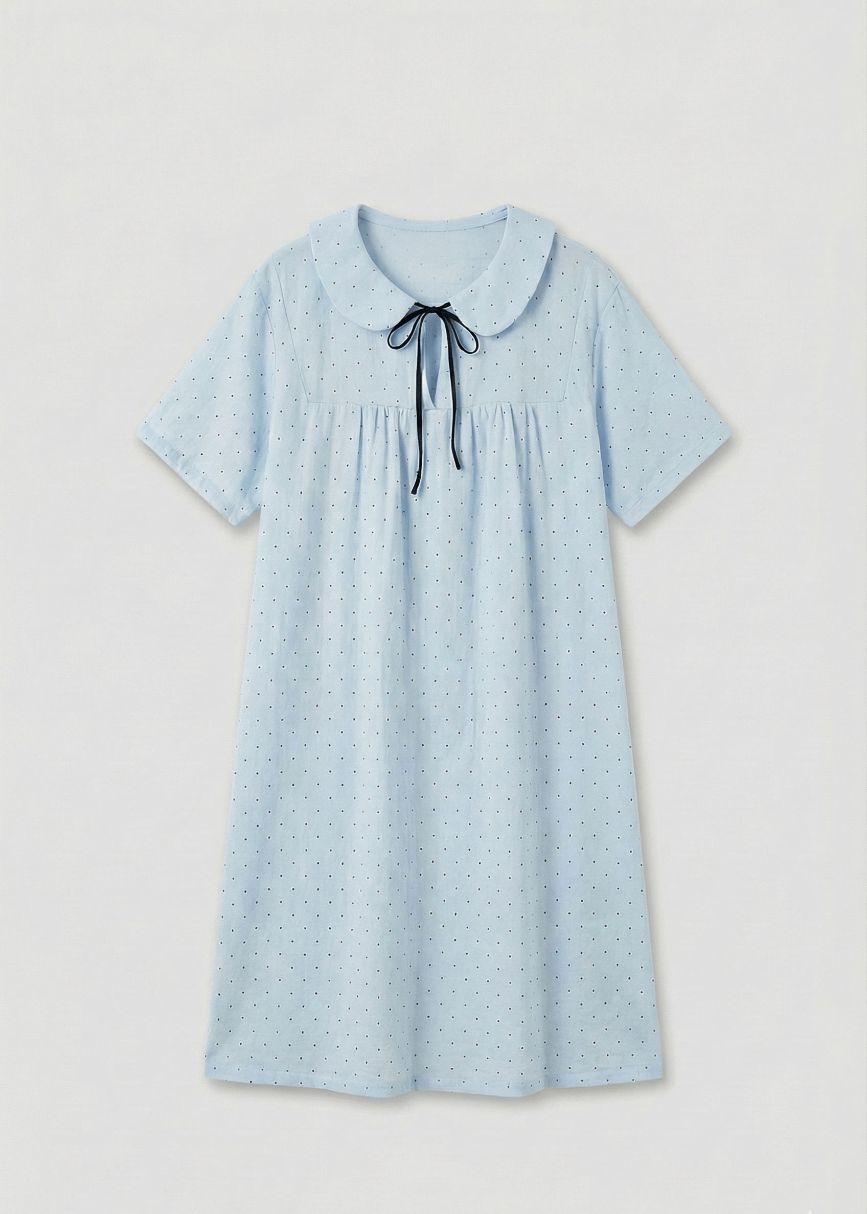  - Ever Lasting - Lina Polka Dot Double Gauze Nightgown Dress / Soft Water Blue - Pajamas - Ever Lasting