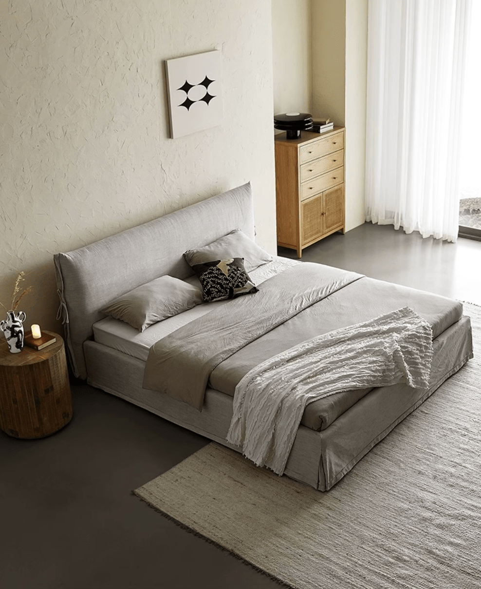  - Ever Lasting - Linen Ribbon Ties Bed Frame (6 Linen Cover Colors) - Bed Frame - Ever Lasting