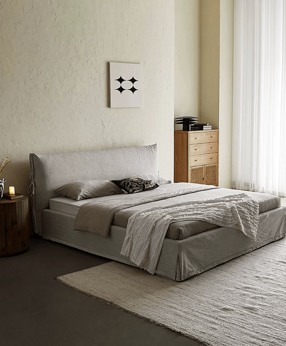  - Ever Lasting - Linen Ribbon Ties Bed Frame (6 Linen Cover Colors) - Bed Frame - Ever Lasting