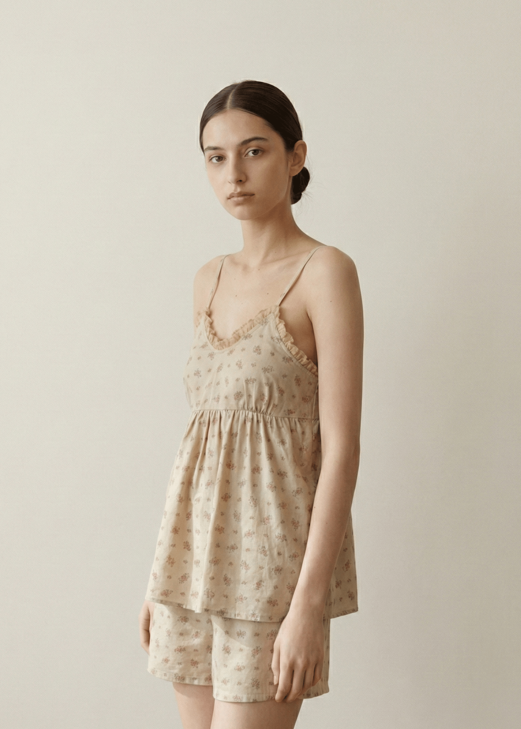  - Ever Lasting - Linnea Sleeveless Floral Pajama Set / Beige - Pajamas - Ever Lasting