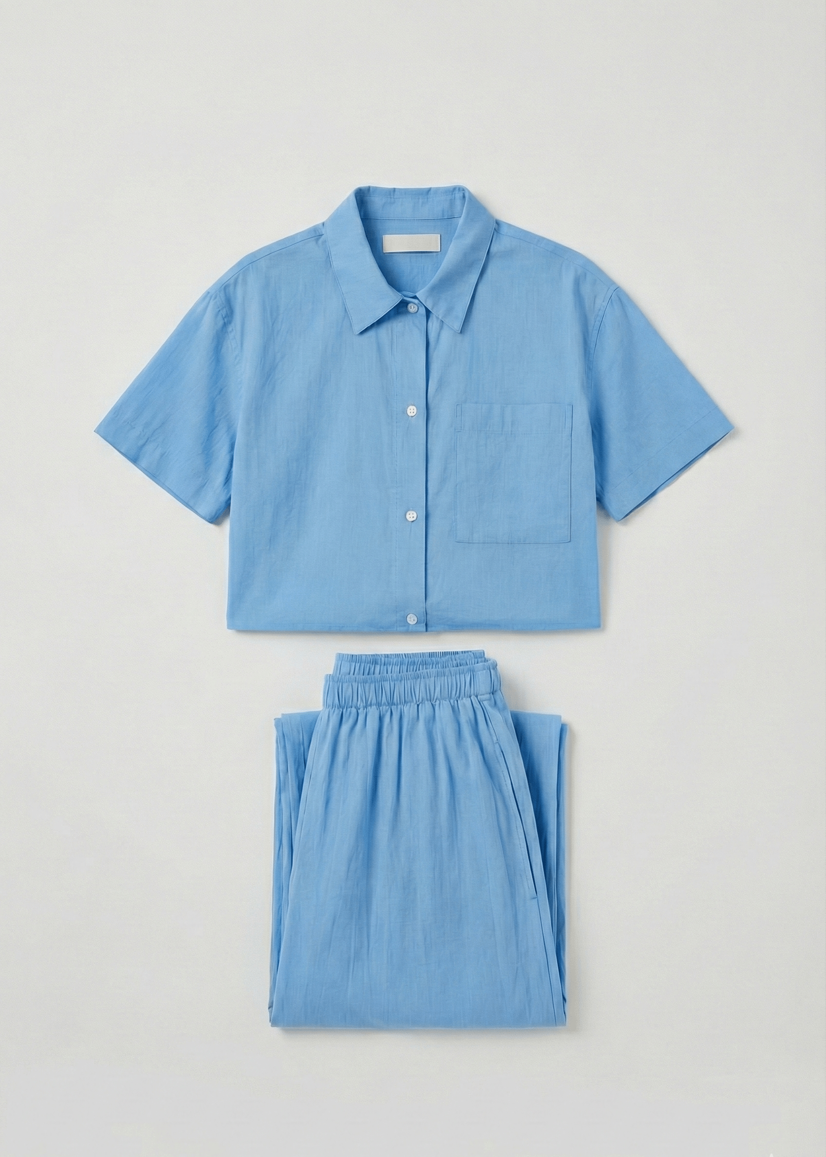  - Ever Lasting - Lino Natural Texture Cotton Set / Fresh Lake Blue (Unisex) - Pajamas - Ever Lasting